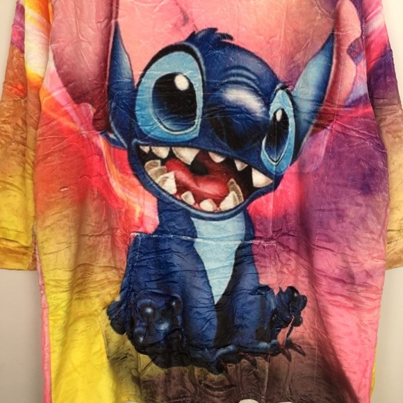 Disney Lilo & Stitch COMFY Wearable Blanket Hoodie Unisex Sz M Blue Yellow Pink - Picture 4 of 12
